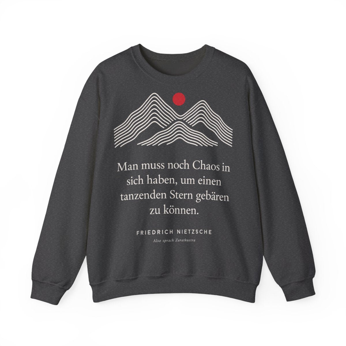 Unisex Sweatshirt mit Zitat - Nietzsche - Man muss noch Chaos Linien – front