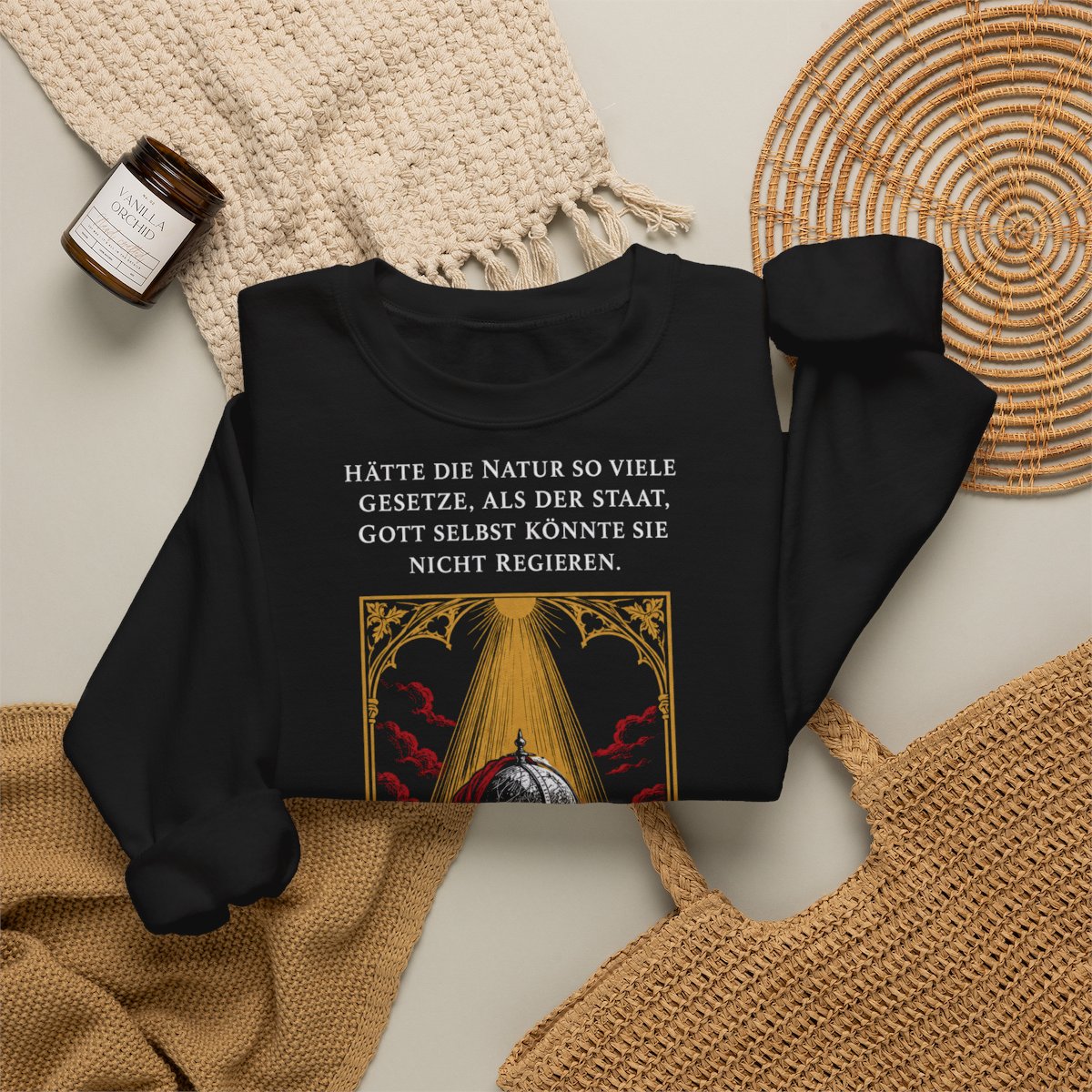 Unisex Sweatshirt mit Zitat - Börne - Hätte die Natur so viele – folded-2