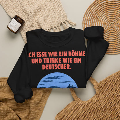 Unisex Sweatshirt mit Zitat - Luther - Ich esse wie ein Böhme Plakat – folded-2