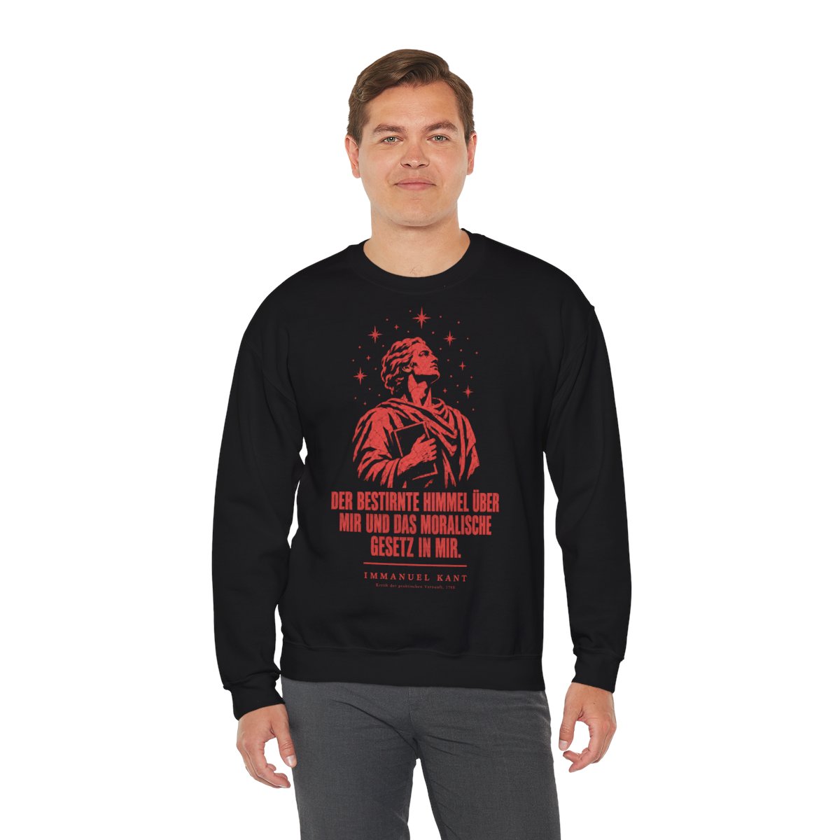 Unisex Sweatshirt mit Zitat - Kant - Der bestirnte Himmel über mir Vintage – person-3