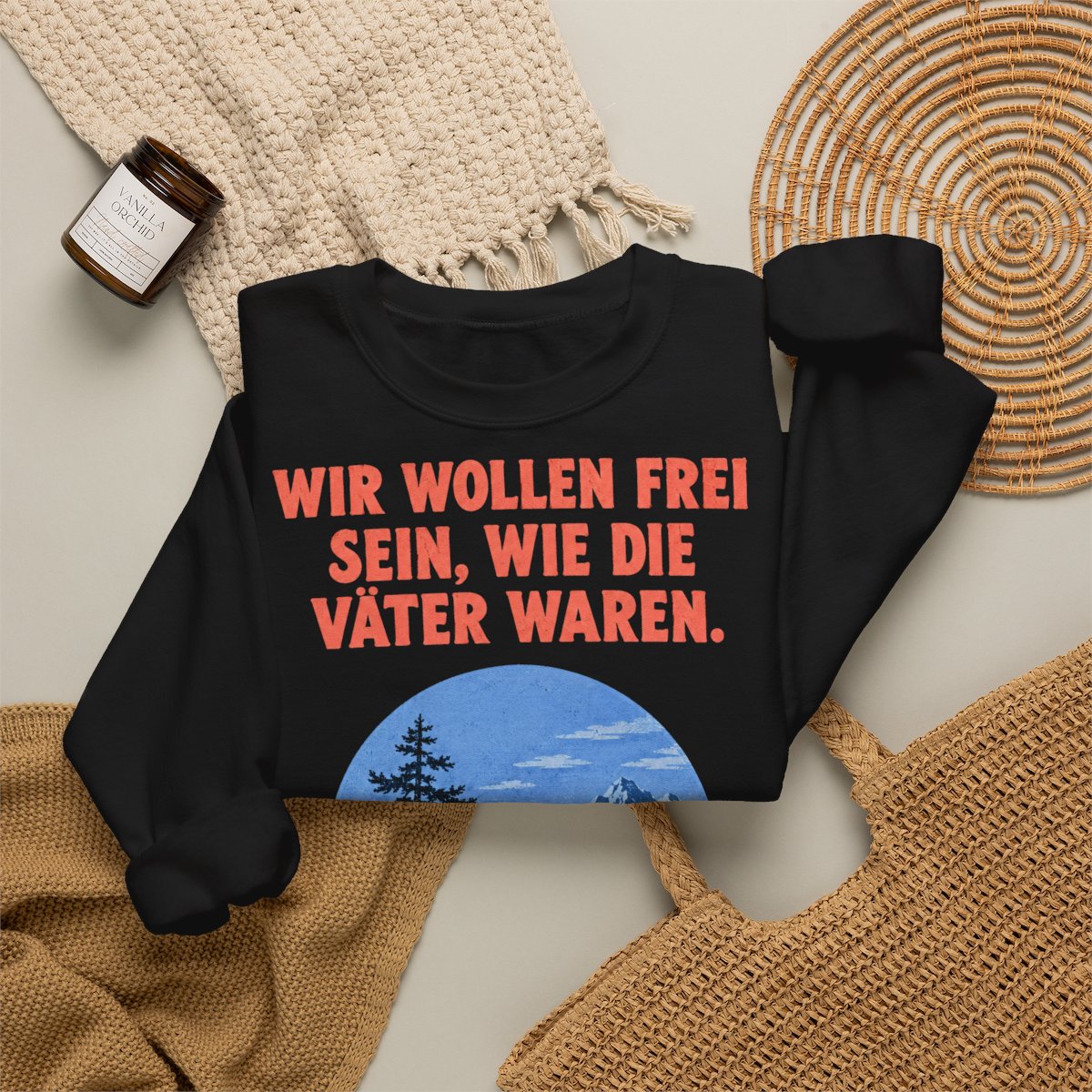 Unisex Sweatshirt mit Zitat - Schiller - Wir wollen frei sein – folded-2