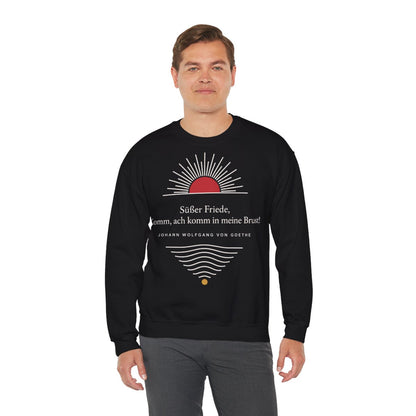 Unisex Sweatshirt mit Zitat - Goethe - Süßer Friede Linien – person-3