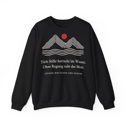 Unisex Sweatshirt mit Zitat - Goethe - Tiefe Stille herrscht im Wasser Linien – front