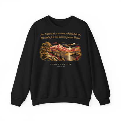 Unisex Sweatshirt mit Zitat - Schiller - Ans Vaterland, ans teure, schließ dich an Nachtstück – front