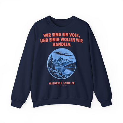 Unisex Sweatshirt mit Zitat - Schiller - Wir sind ein Volk Plakat – front