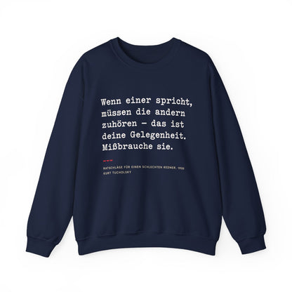 Unisex Sweatshirt mit Zitat - Tucholsky - Missbrauche sie – front