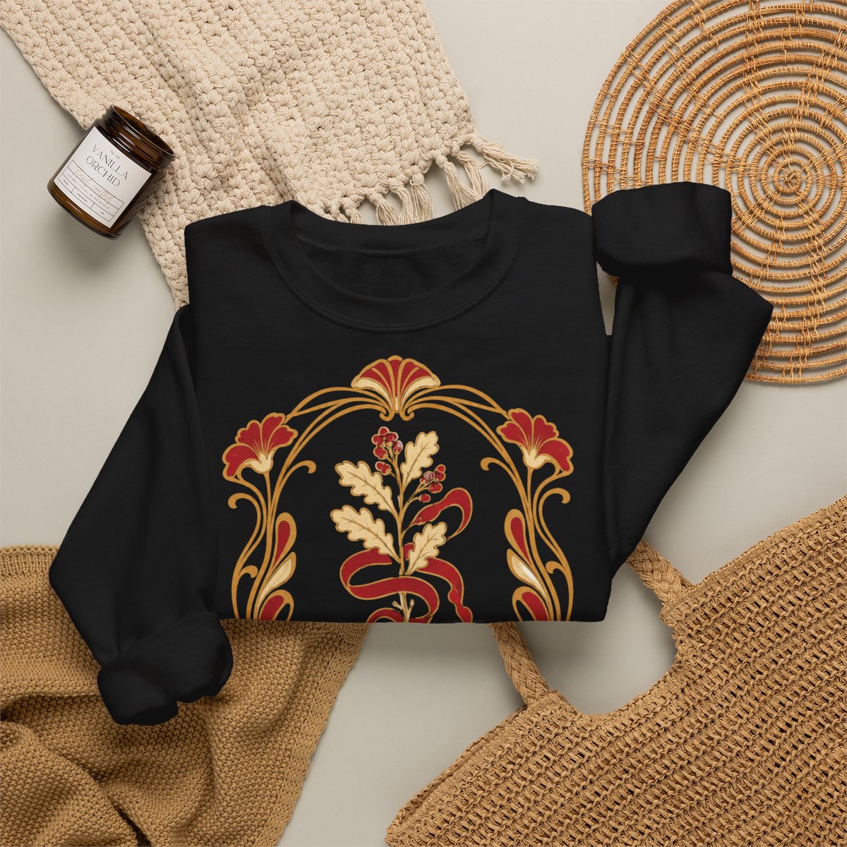 Unisex Sweatshirt mit Zitat - Schiller - Ans Vaterland, ans teure, schließ dich an Jugendstil – folded-2