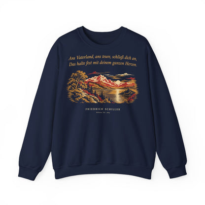 Unisex Sweatshirt mit Zitat - Schiller - Ans Vaterland, ans teure, schließ dich an Nachtstück – front