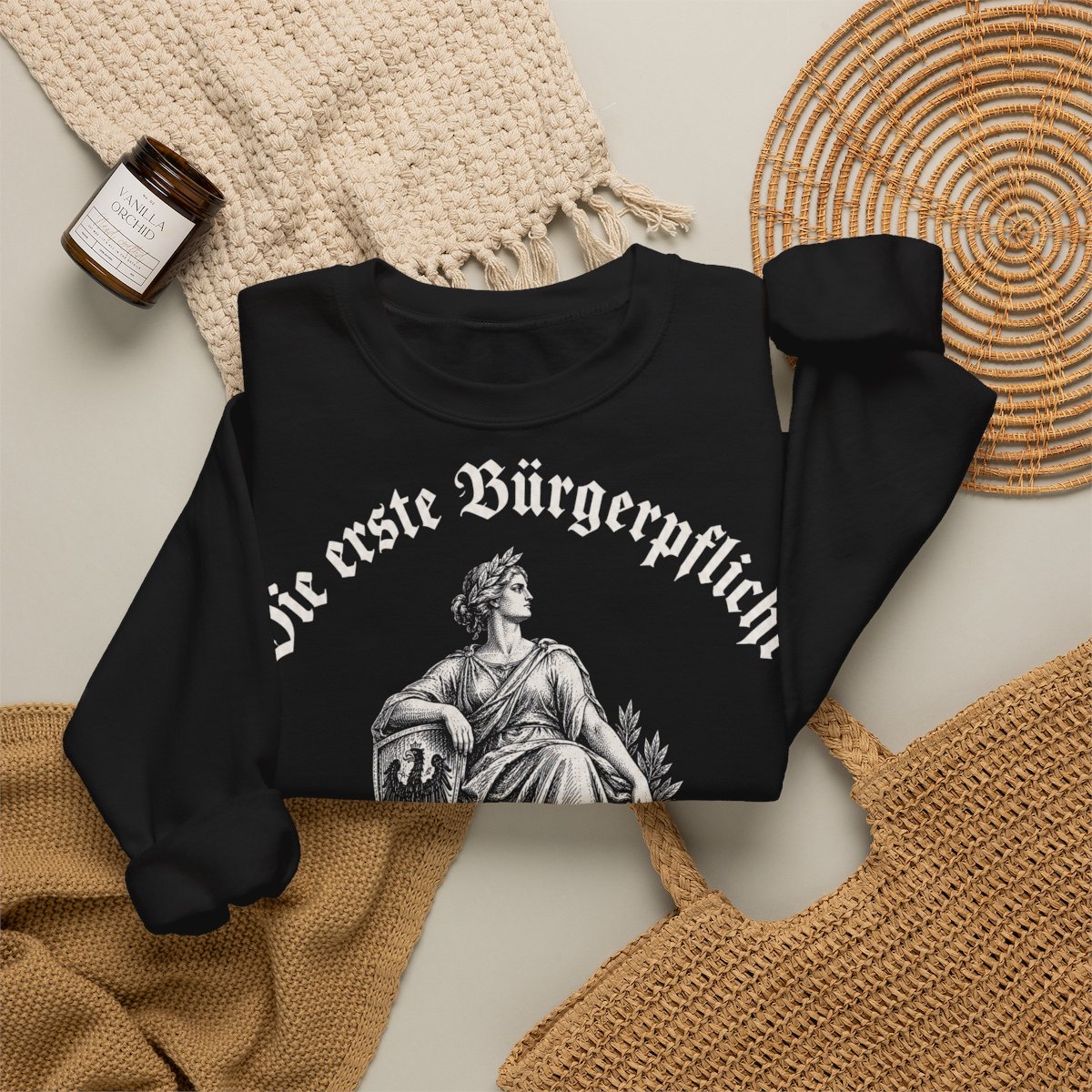 Unisex Sweatshirt mit Zitat - Preußen - Die erste Bürgerpflicht Gravur – folded-2