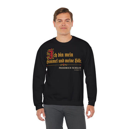 Unisex Sweatshirt mit Zitat - Schiller - Ich bin mein Himmel und meine Hölle – person-3