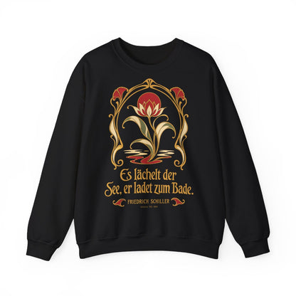 Unisex Sweatshirt mit Zitat - Schiller - Es lächelt der See Jugendstil – front