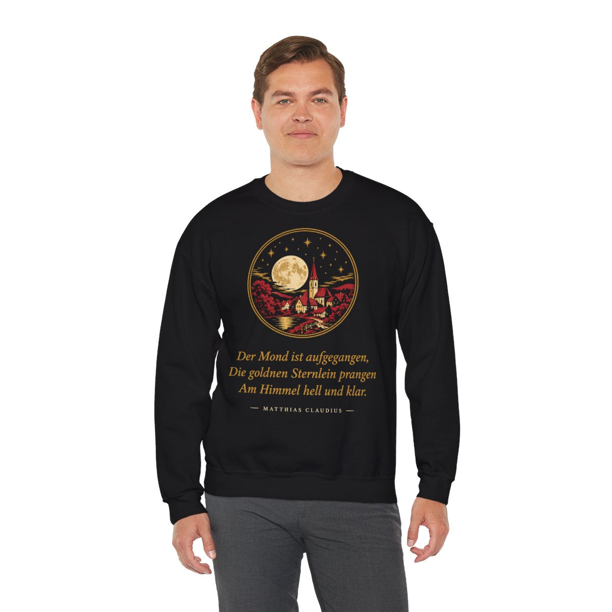 Unisex Sweatshirt mit Zitat - Claudius - Der Mond ist aufgegangen – person-3