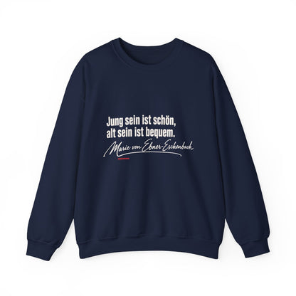 Unisex Sweatshirt mit Zitat - Ebner-Eschenbach - Jung sein alt sein – front