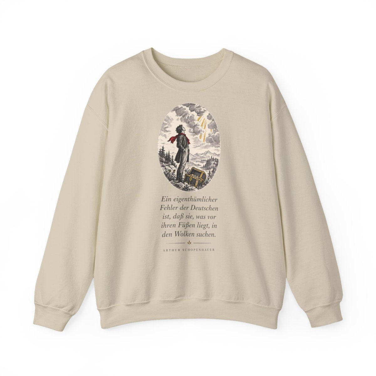 Unisex Sweatshirt mit Zitat - Schopenhauer - In den Wolken suchen – front
