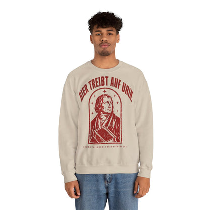 Unisex Sweatshirt mit Zitat - Hegel - Bier treibt auf Urin Vintage – person-2