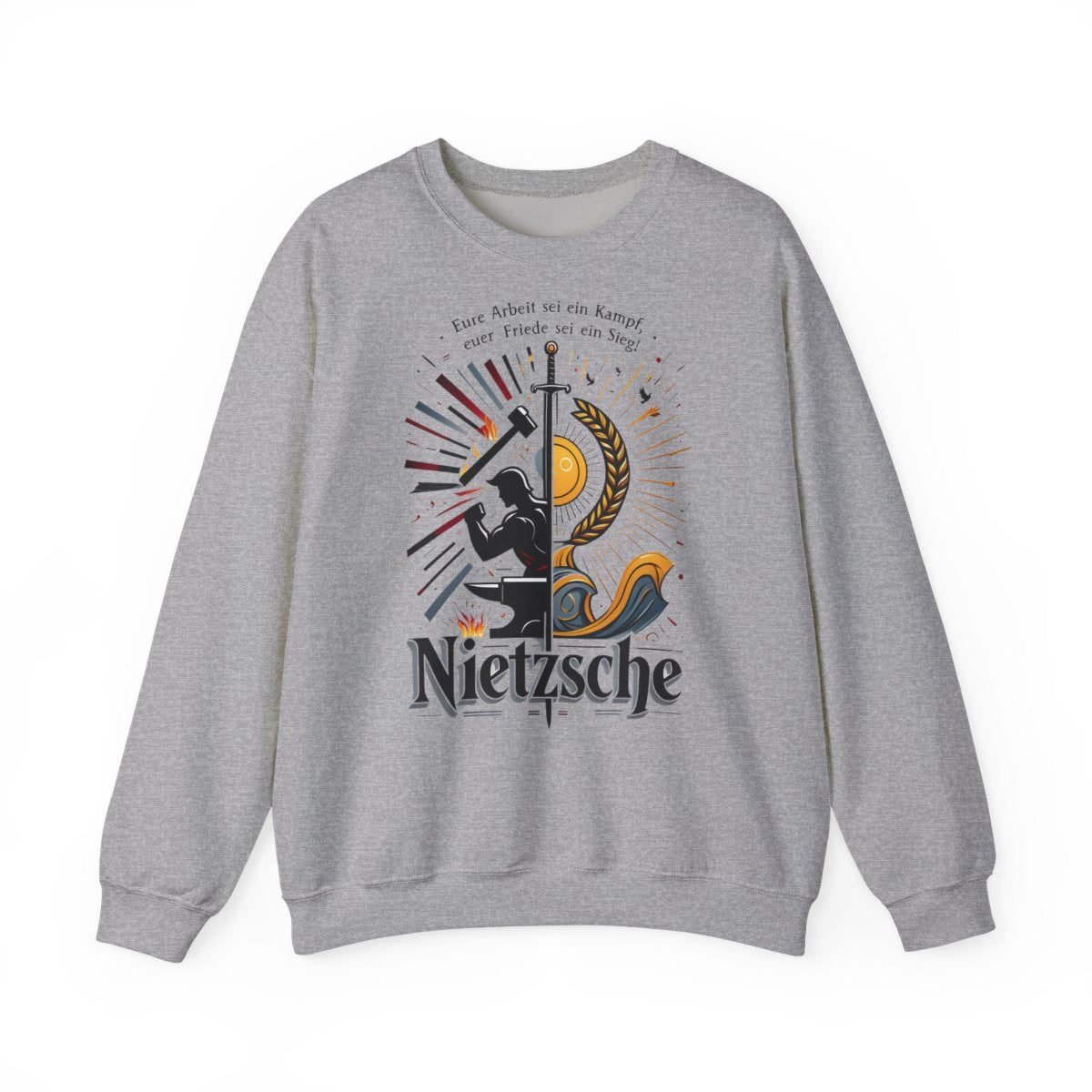 Unisex Sweatshirt mit Zitat - Nietzsche - Arbeit sei ein Kampf – front