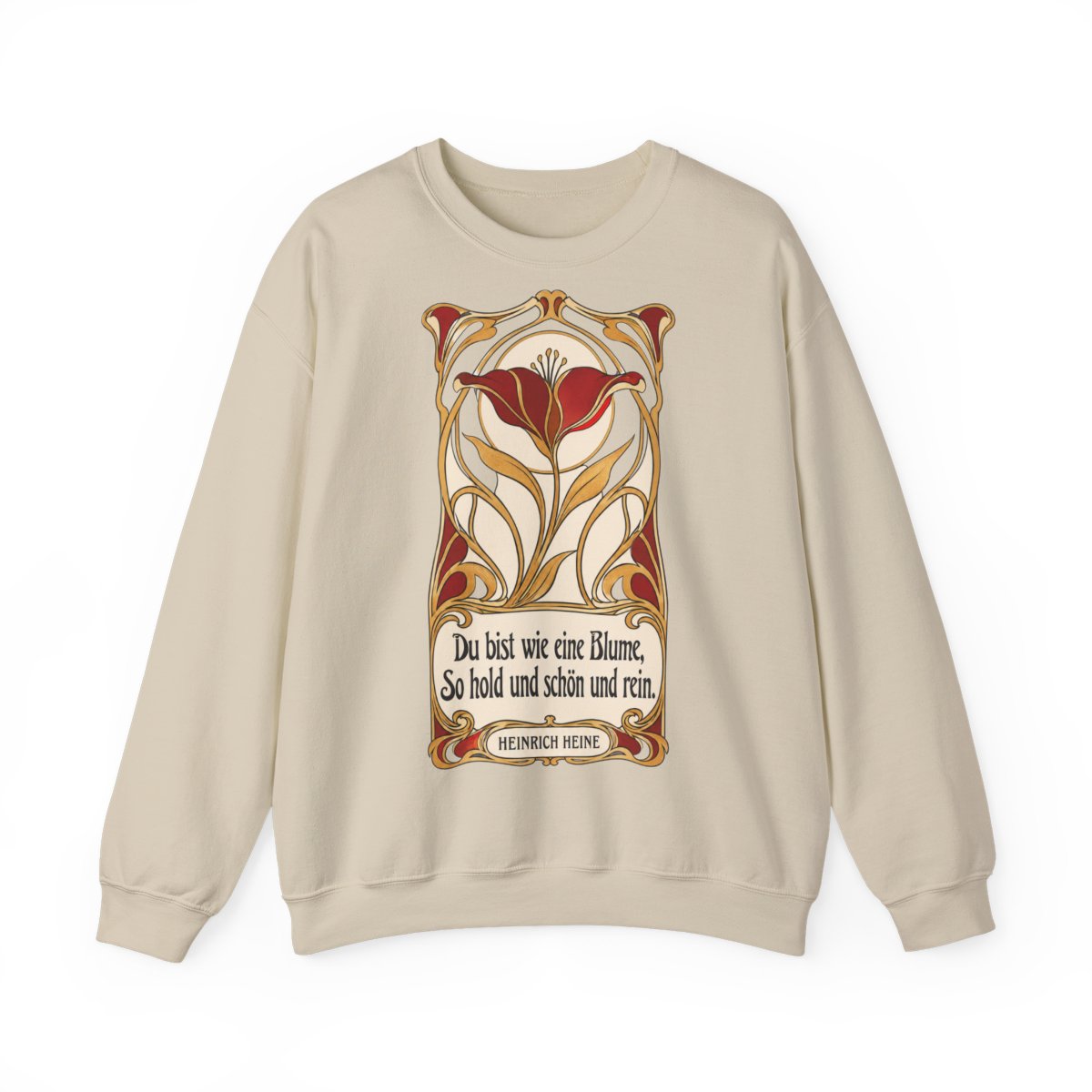 Unisex Sweatshirt mit Zitat - Heine - Du bist wie eine Blume Jugendstil – front
