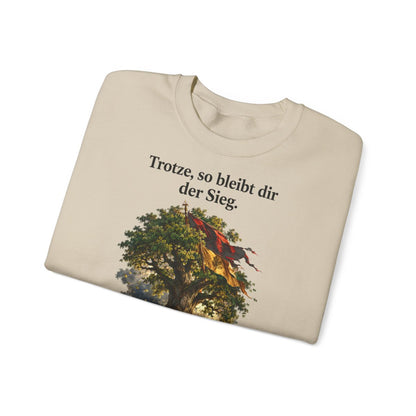 Unisex Sweatshirt mit Zitat - Hebbel - Trotze so bleibt dir der Sieg – folded
