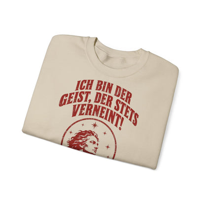 Unisex Sweatshirt mit Zitat - Goethe - Ich bin der Geist, der stets verneint – folded