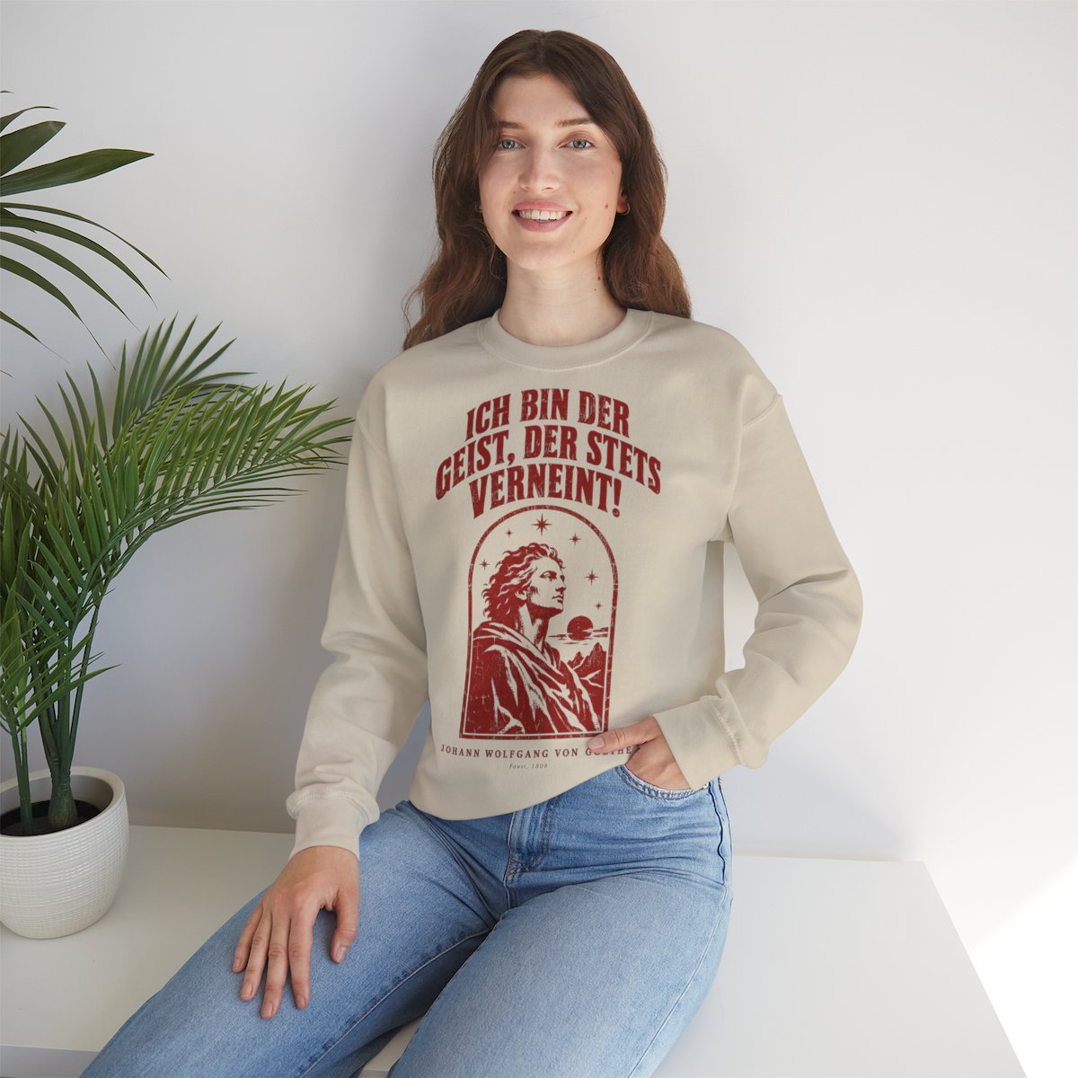 Unisex Sweatshirt mit Zitat - Goethe - Ich bin der Geist, der stets verneint – lifestyle