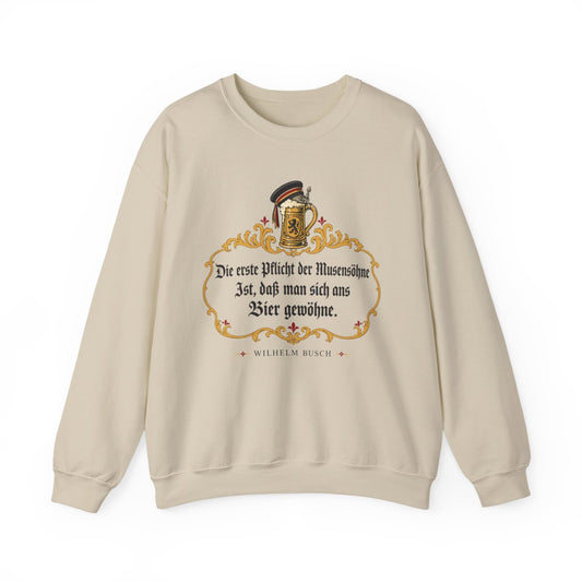 Unisex Sweatshirt mit Zitat - Busch - Pflicht der Musensöhne – front
