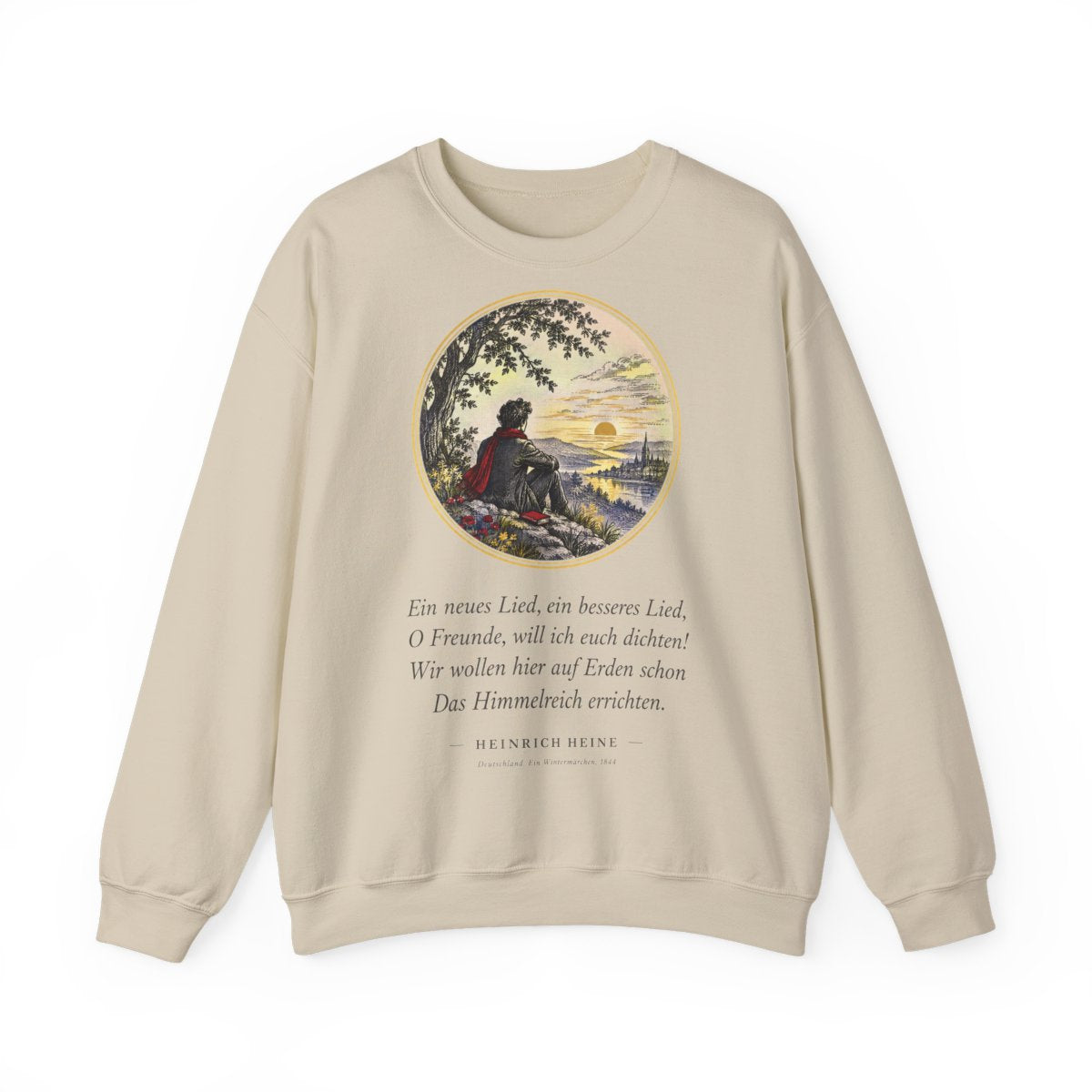 Unisex Sweatshirt mit Zitat - Heine - Ein neues Lied, ein besseres Lied – front