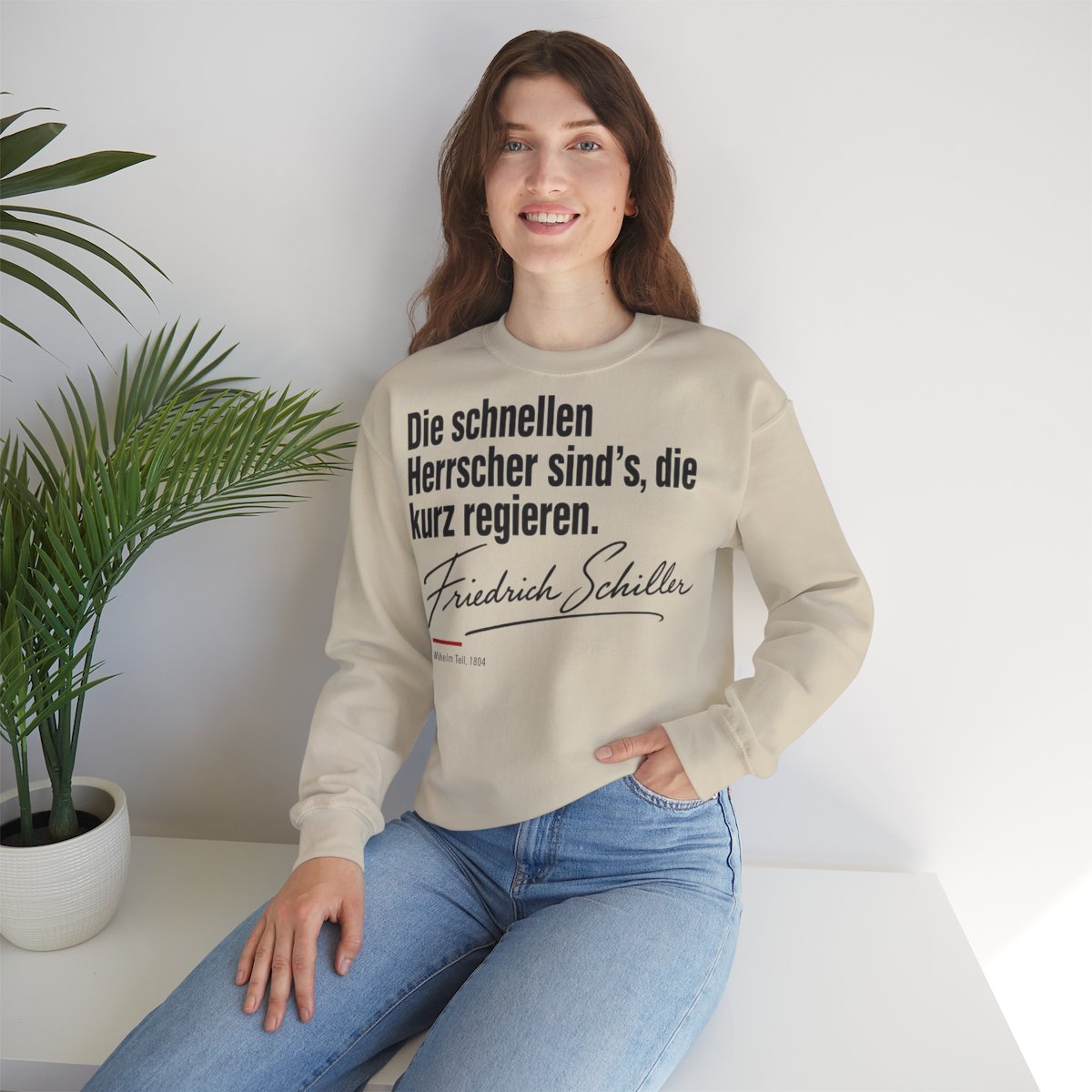 Unisex Sweatshirt mit Zitat - Schiller - Die schnellen Herrscher sind’s, die kurz regieren Signatur – lifestyle