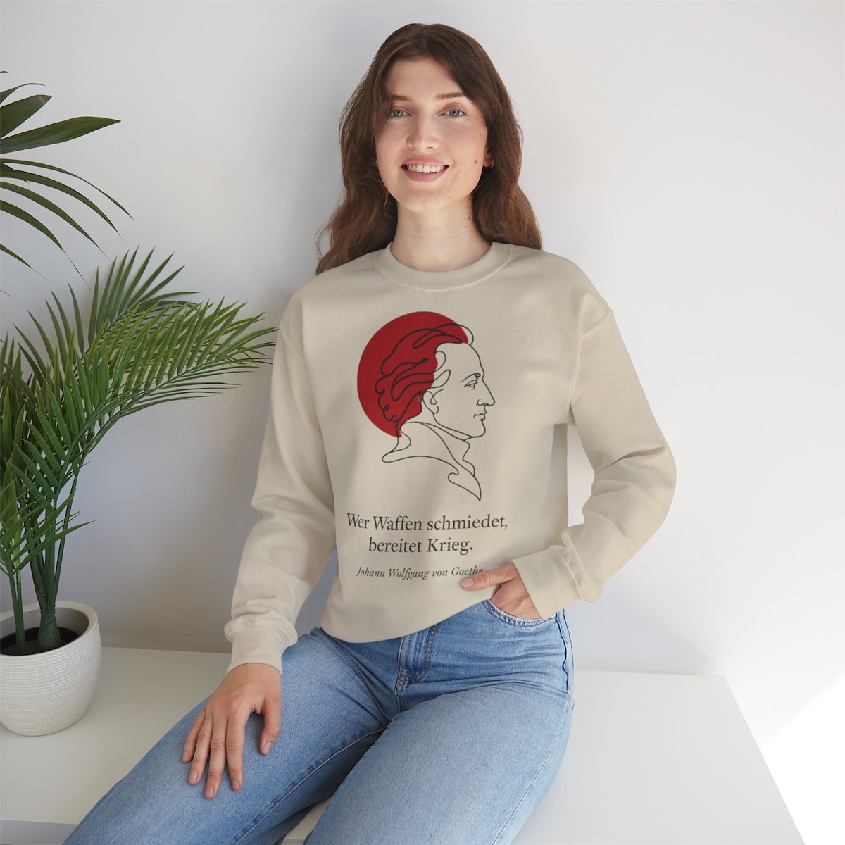 Unisex Sweatshirt mit Zitat - Goethe - Wer Waffen schmiedet – lifestyle