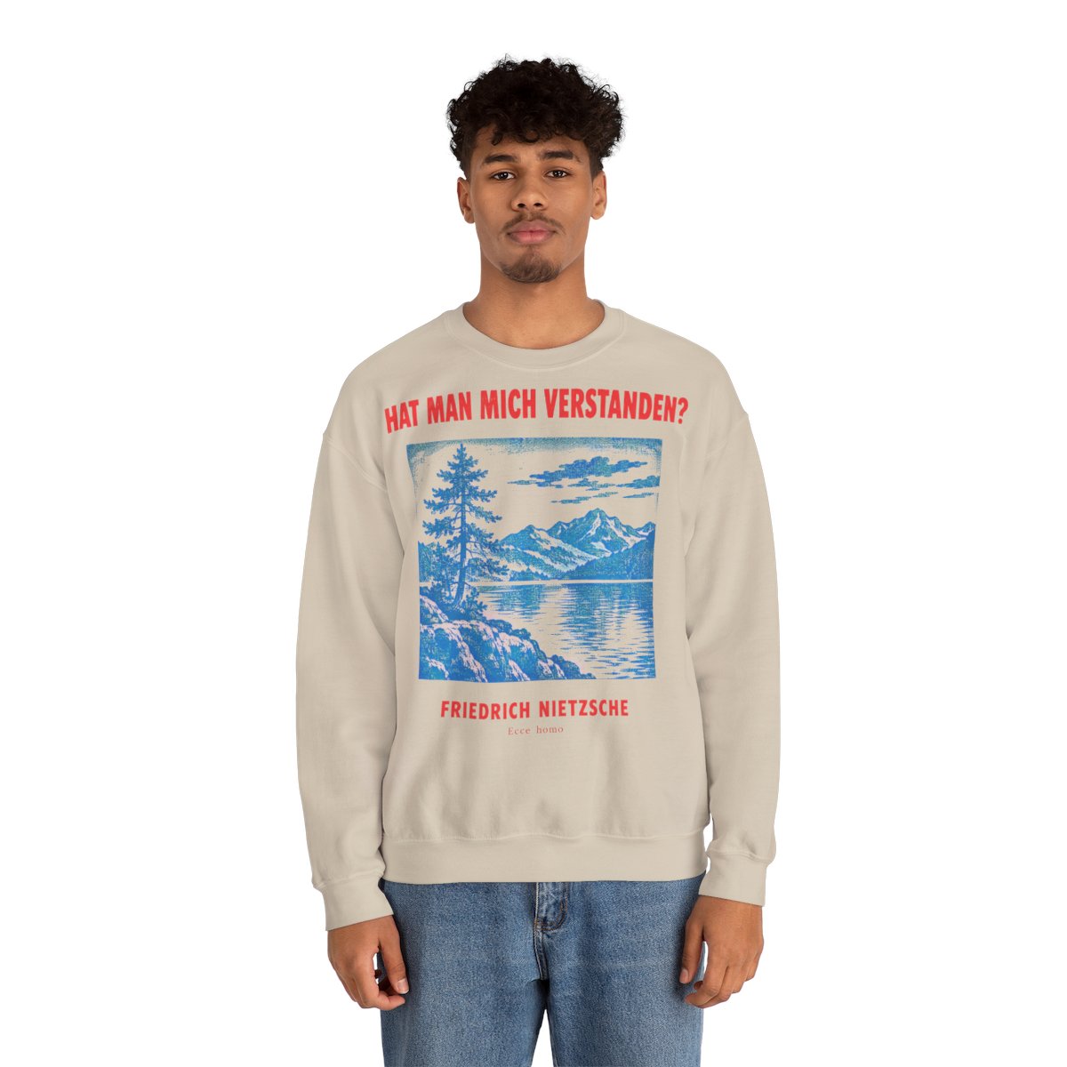 Unisex Sweatshirt mit Zitat - Nietzsche - Hat man mich verstanden Plakat – person-2