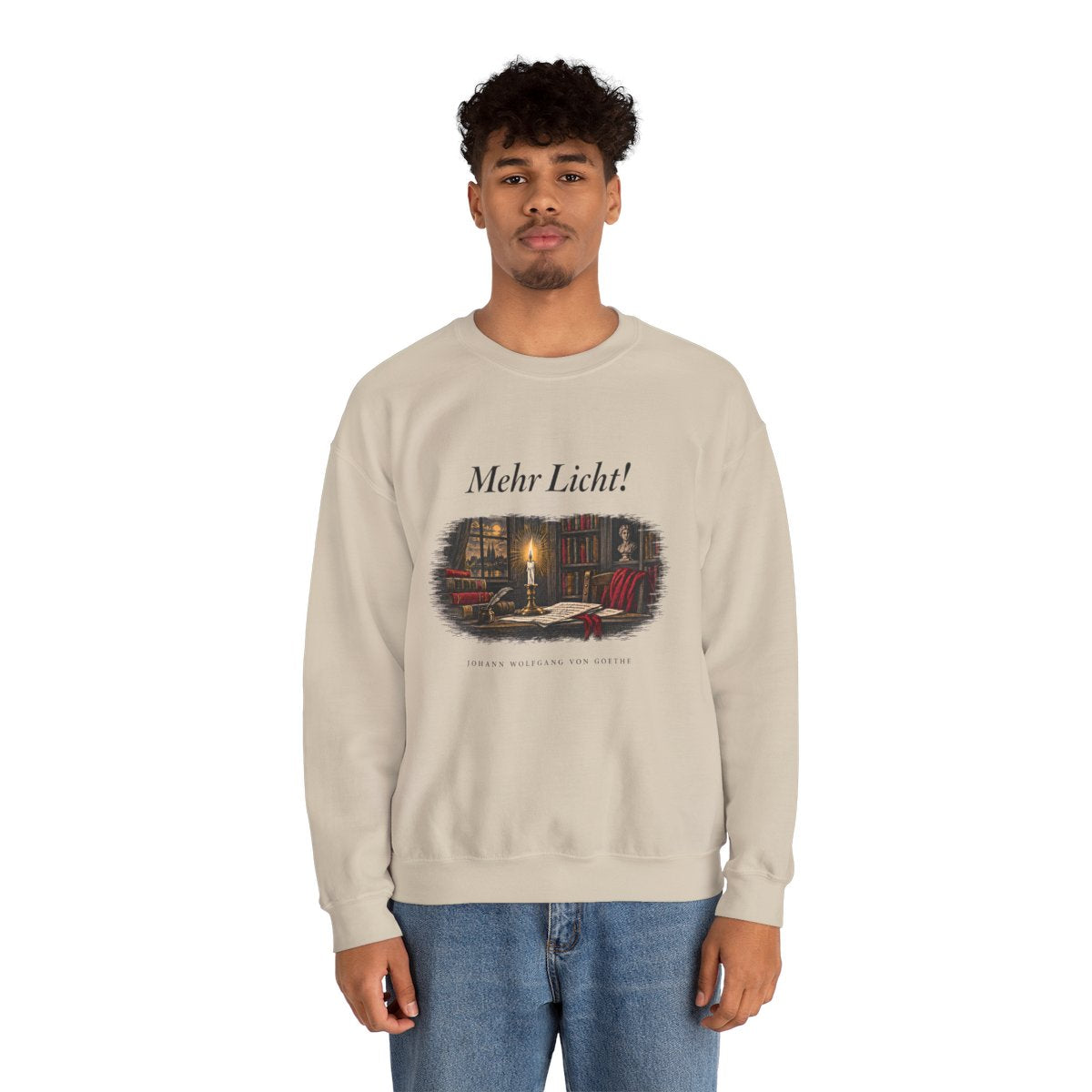 Unisex Sweatshirt mit Zitat - Goethe - Mehr Licht – person-2