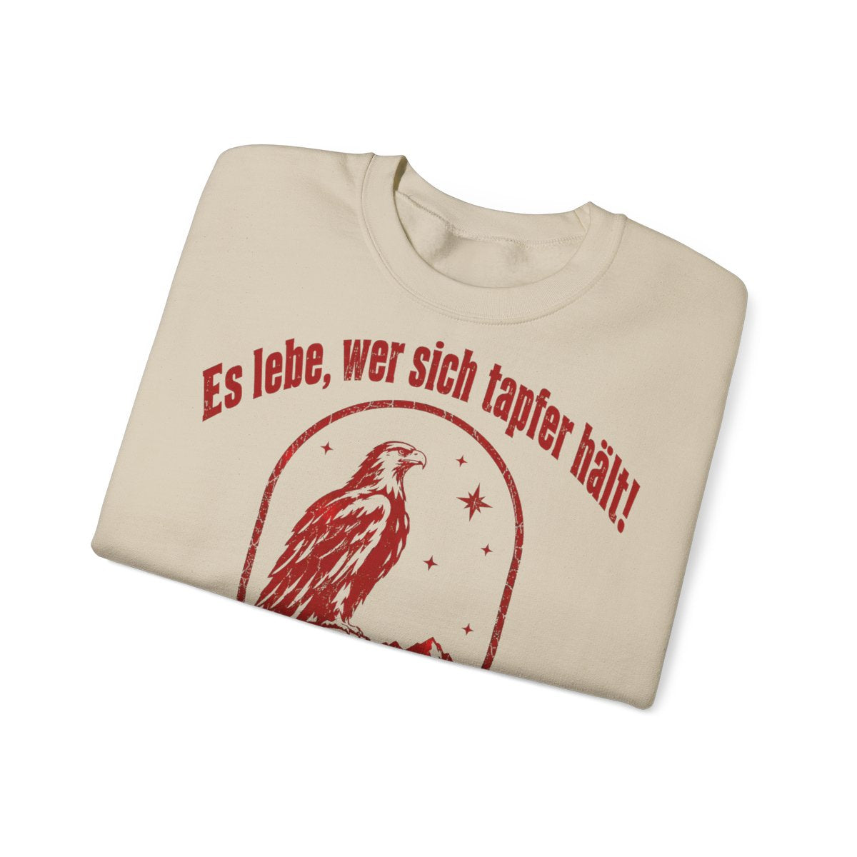 Unisex Sweatshirt mit Zitat - Goethe - Es lebe, wer sich tapfer hält Vintage – folded