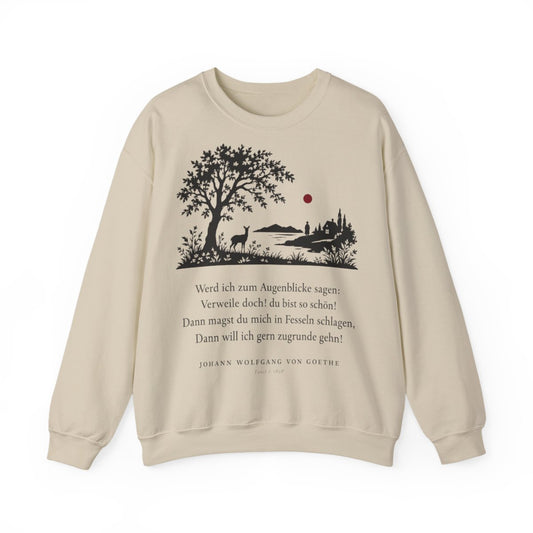 Unisex Sweatshirt mit Zitat - Goethe - Werd ich zum Augenblicke sagen Scherenschnitt – front