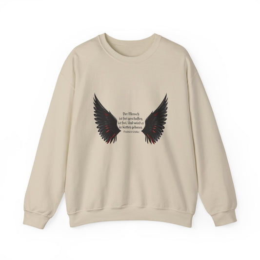 Unisex Sweatshirt mit Zitat - Schiller - Der Mensch ist frei – front