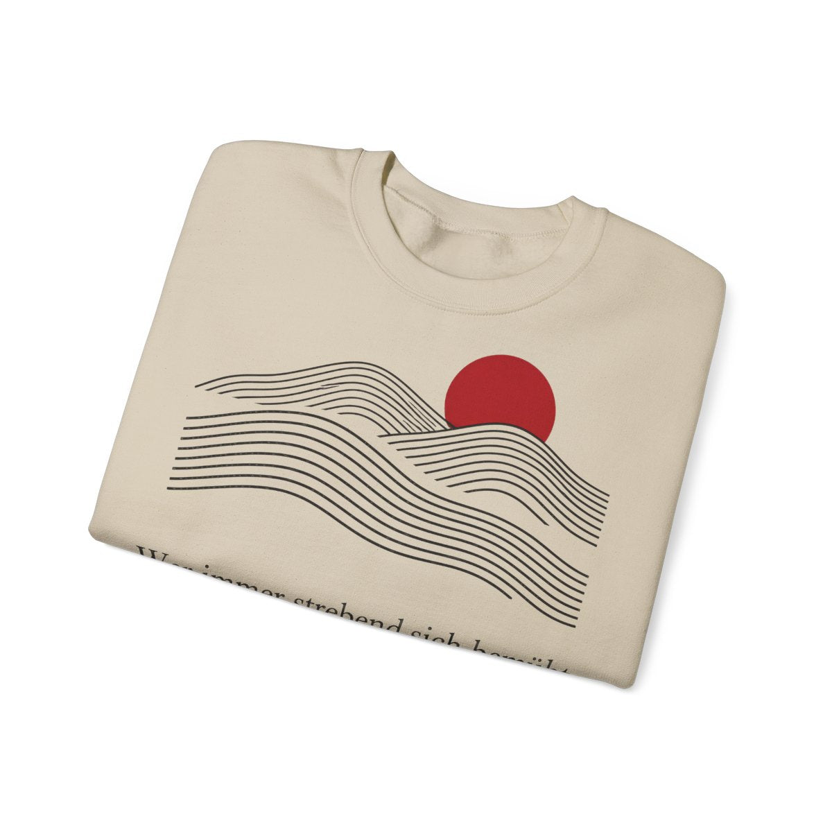 Unisex Sweatshirt mit Zitat - Goethe - Wer immer strebend sich bemüht Linien – folded
