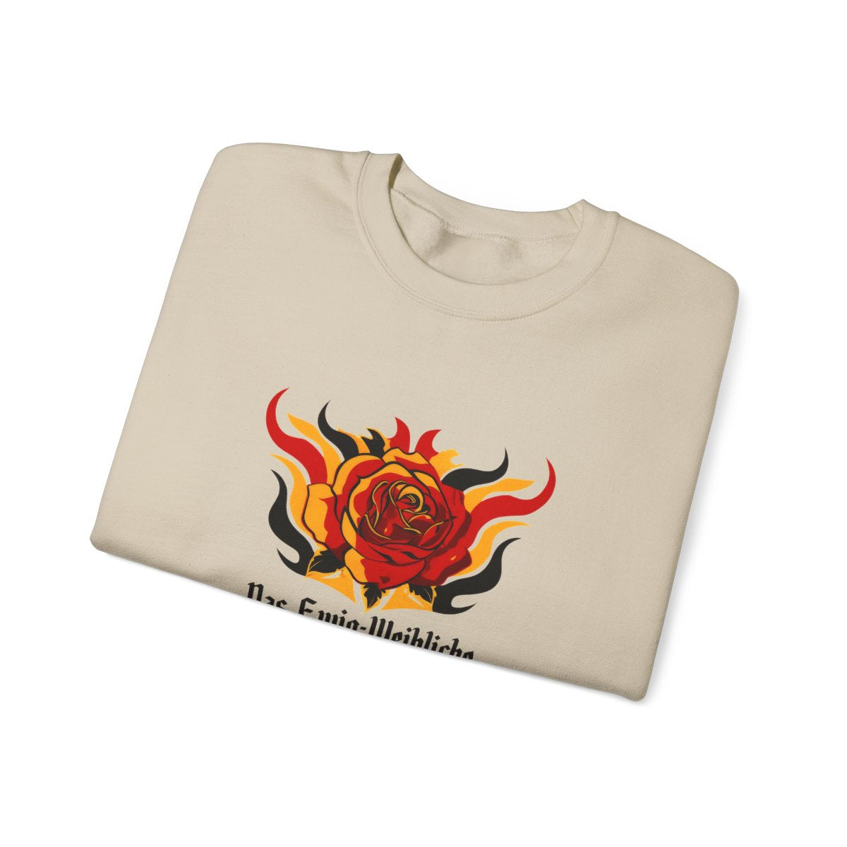Unisex Sweatshirt mit Zitat - Goethe - Das Ewig-Weibliche – folded