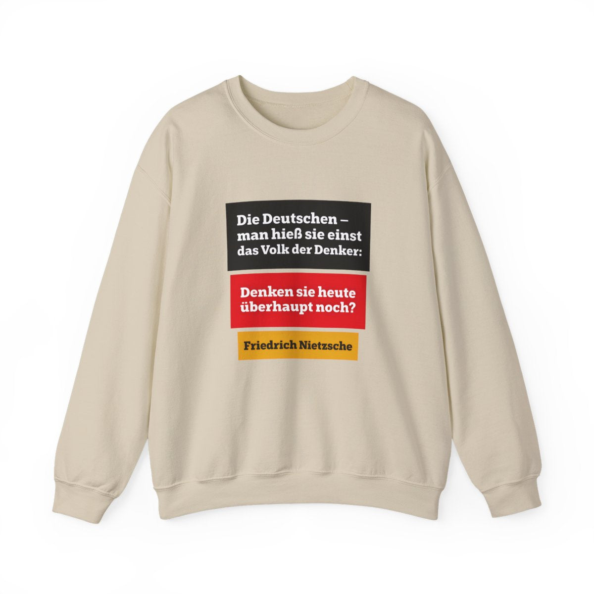 Unisex Sweatshirt mit Zitat - Nietzsche - Volk der Denker Balken – front