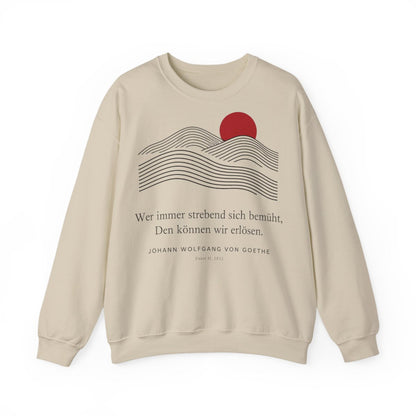 Unisex Sweatshirt mit Zitat - Goethe - Wer immer strebend sich bemüht Linien – front