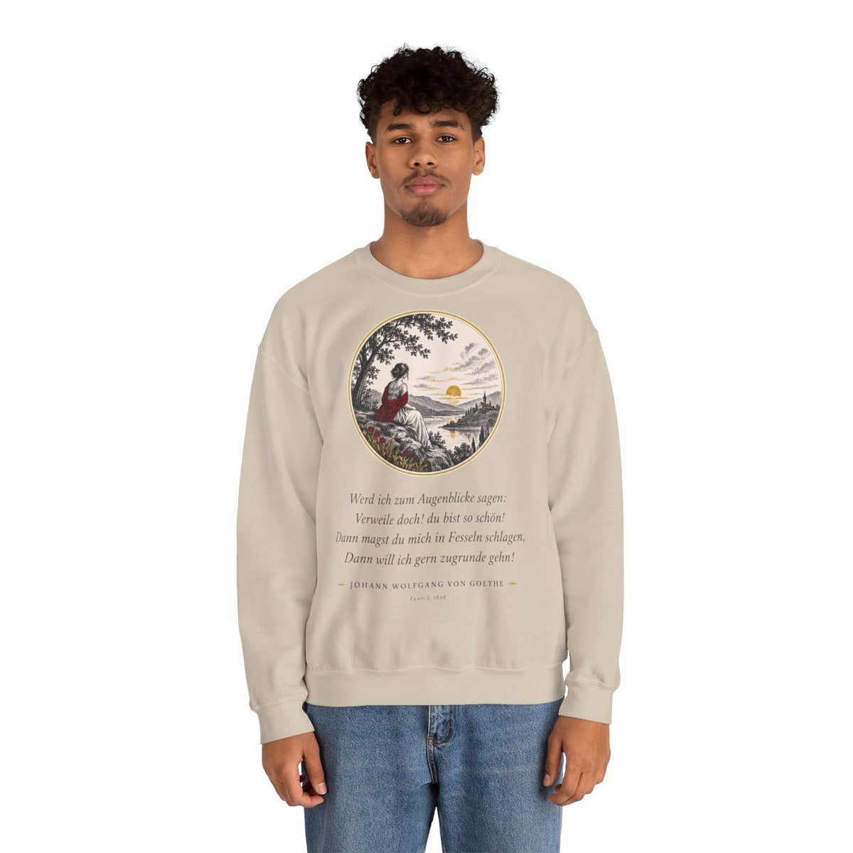 Unisex Sweatshirt mit Zitat - Goethe - Werd ich zum Augenblicke sagen – person-2