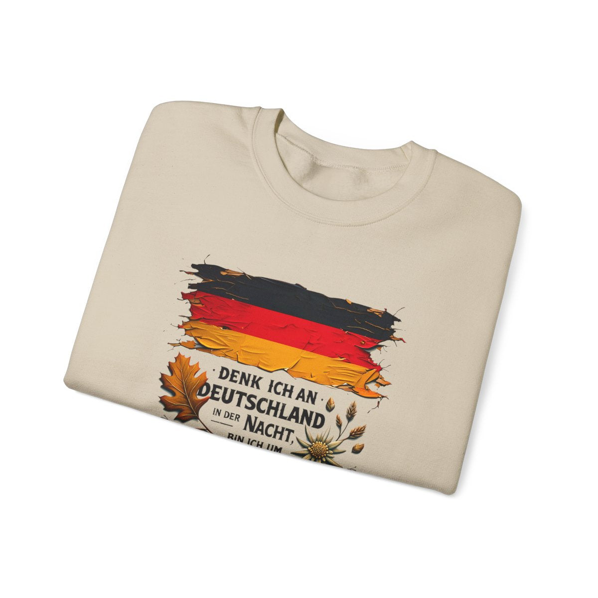 Unisex Sweatshirt mit Zitat - Heine - Nachtgedanken Flagge – folded
