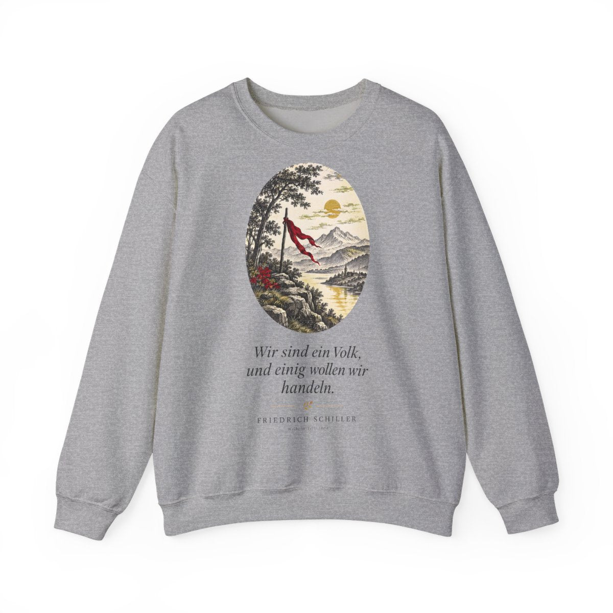 Unisex Sweatshirt mit Zitat - Schiller - Wir sind ein Volk Nachtstück – front