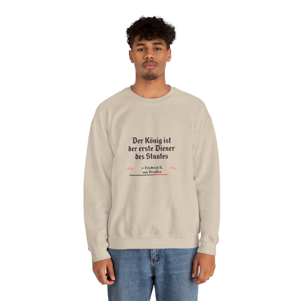 Unisex Sweatshirt mit Zitat - Friedrich II. - Erster Diener des Staates – person-2