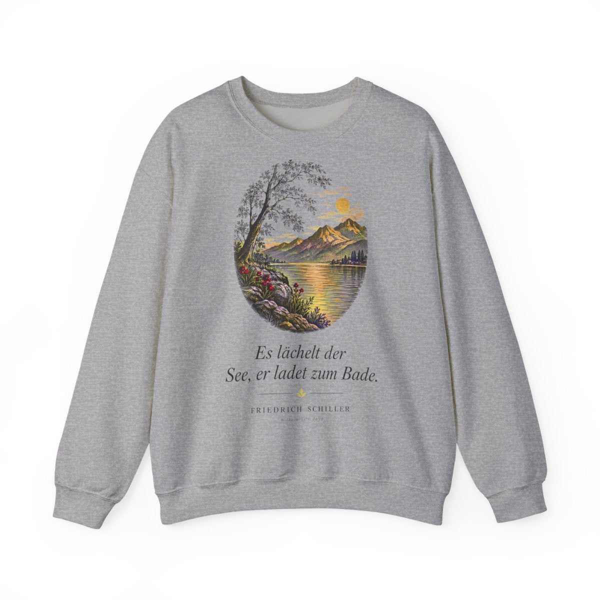 Unisex Sweatshirt mit Zitat - Schiller - Es lächelt der See – front