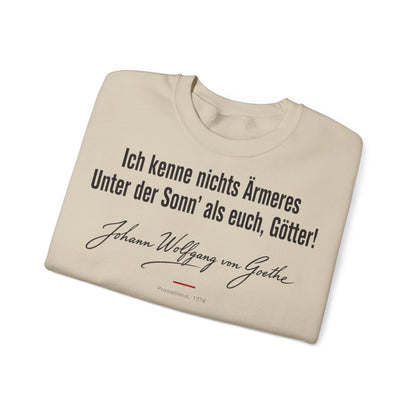 Unisex Sweatshirt mit Zitat - Goethe - Ich kenne nichts Ärmeres Signatur – folded