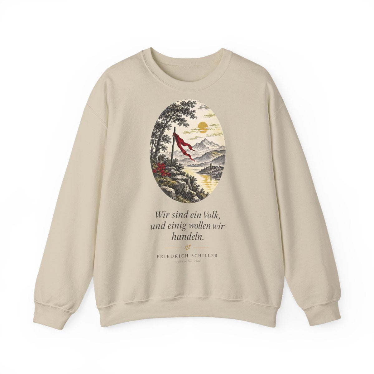 Unisex Sweatshirt mit Zitat - Schiller - Wir sind ein Volk Nachtstück – front