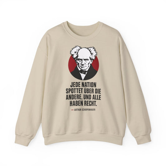 Unisex Sweatshirt mit Zitat - Schopenhauer - Jede Nation spottet – front