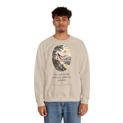 Unisex Sweatshirt mit Zitat - Schiller - Wir sind ein Volk Nachtstück – person-2
