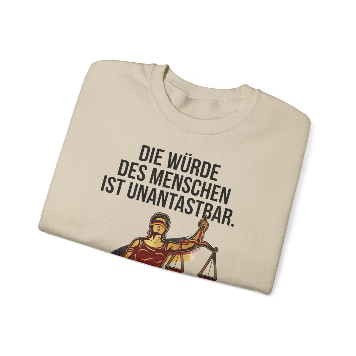 Unisex Sweatshirt mit Zitat - Grundgesetz - Die Würde des Menschen – folded