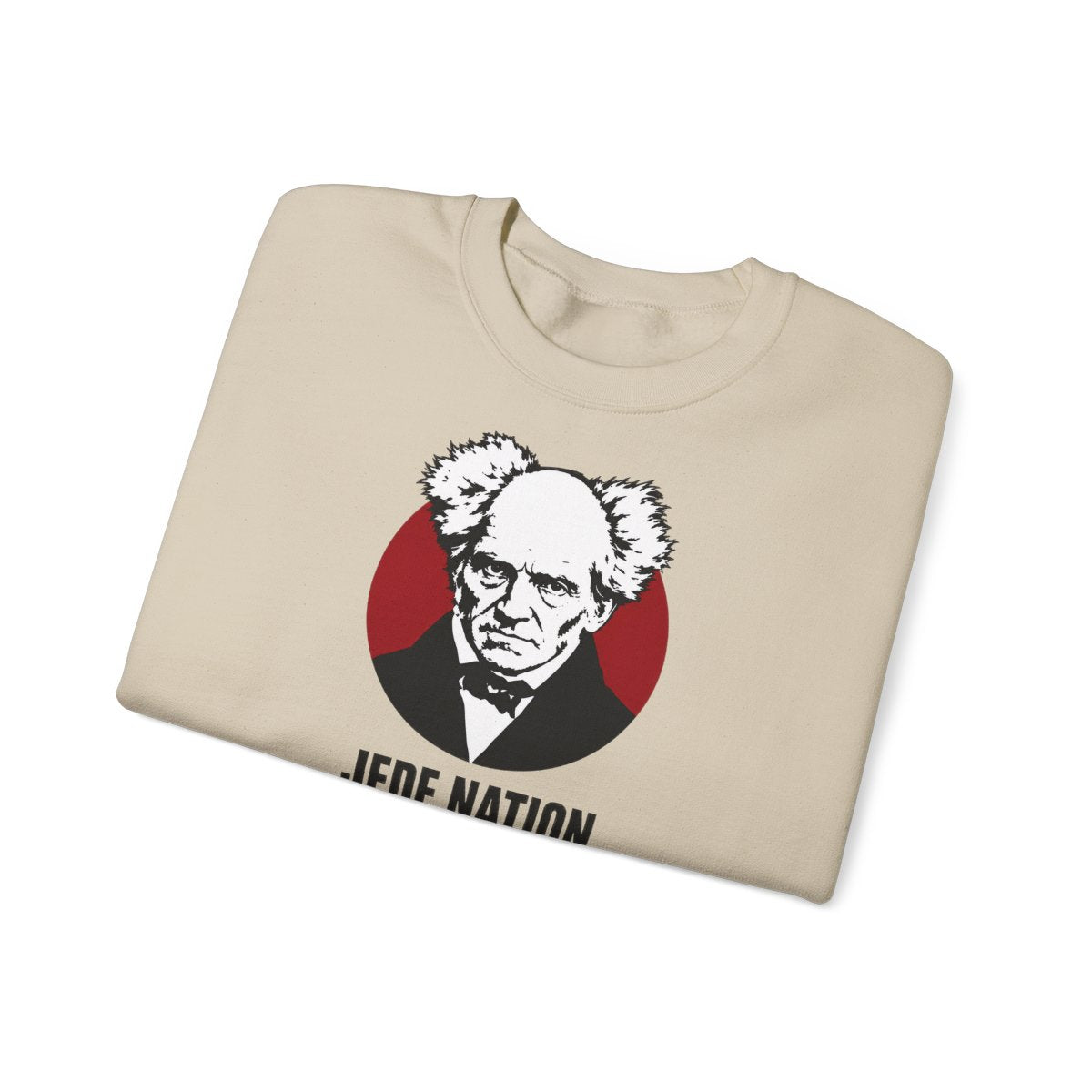 Unisex Sweatshirt mit Zitat - Schopenhauer - Jede Nation spottet – folded