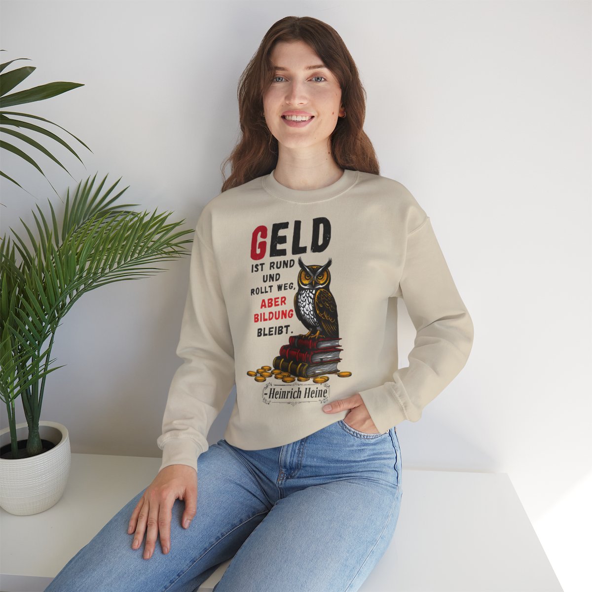 Unisex Sweatshirt mit Zitat - Heine - Geld ist rund – lifestyle