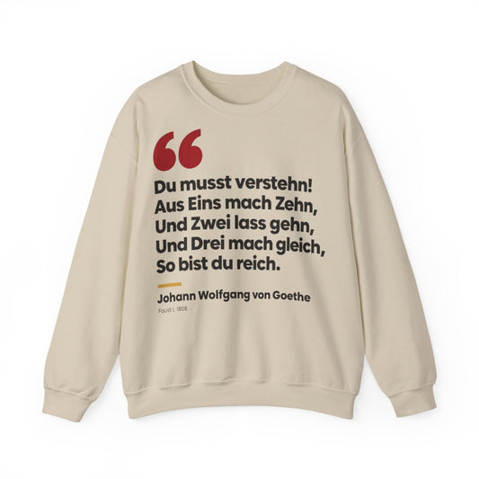 Unisex Sweatshirt mit Zitat - Goethe - Du musst verstehn – front
